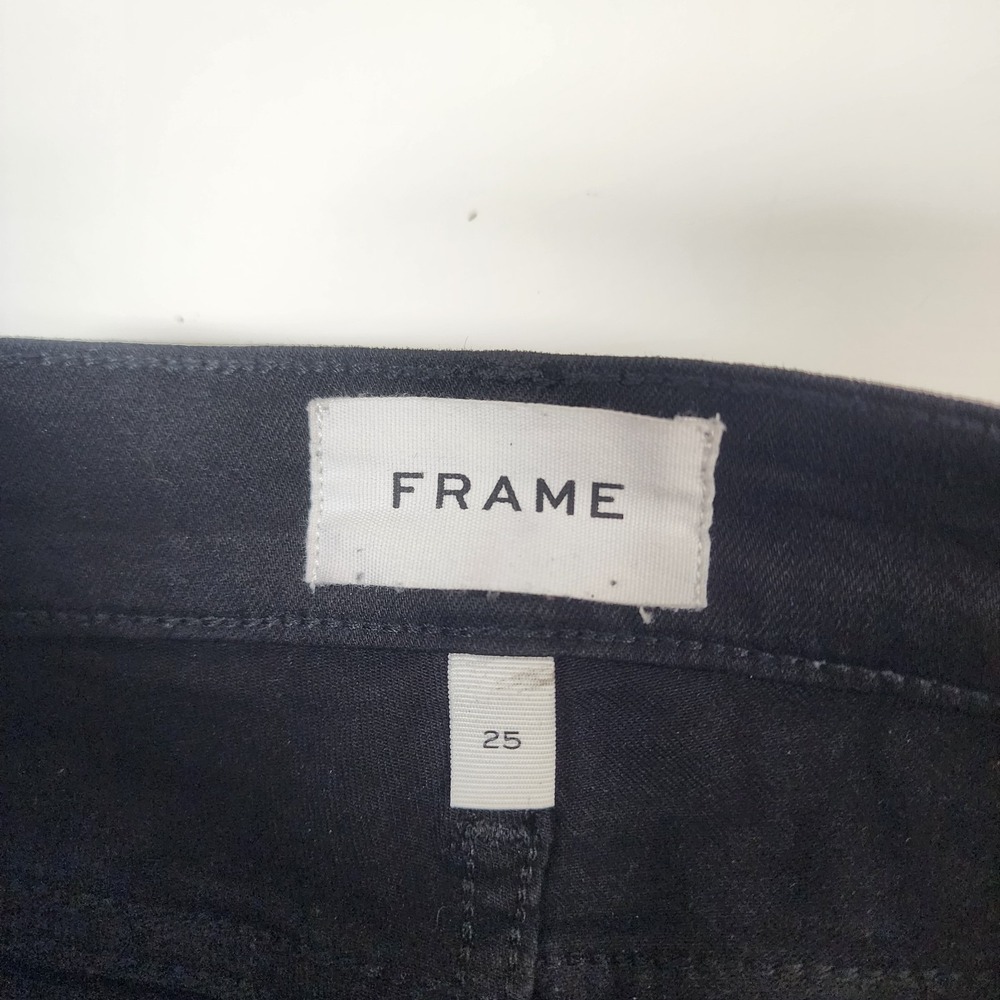 Frame Le Skinny Jeans Women's 25 Black Coated Mid Rise $258 - Picture 4 of 12